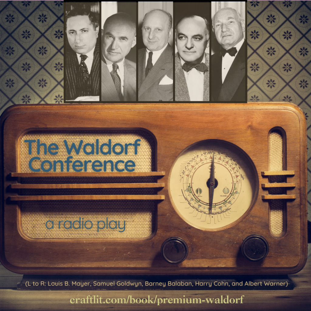 The Waldorf Conference - (L to R: Louis B. Mayer, Samuel Goldwyn, Barney Balaban, Harry Cohn, and Albert Warner)